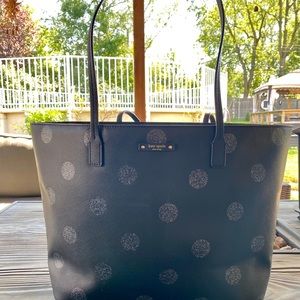 Kate Spade black polka dot sparkle tote